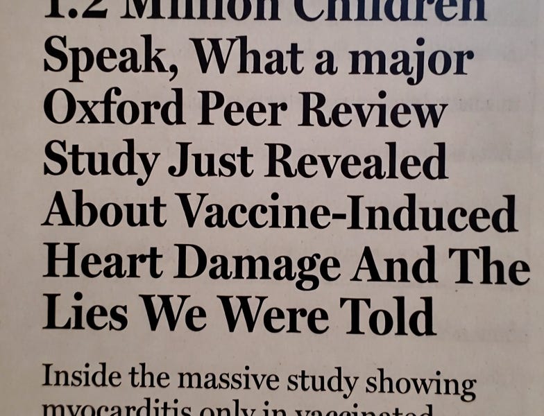 1.2 Million Children Speak, What a major Oxford Peer Review Study Just Revealed About Vaccine-Induced Heart Damage And The Lies We Were Told