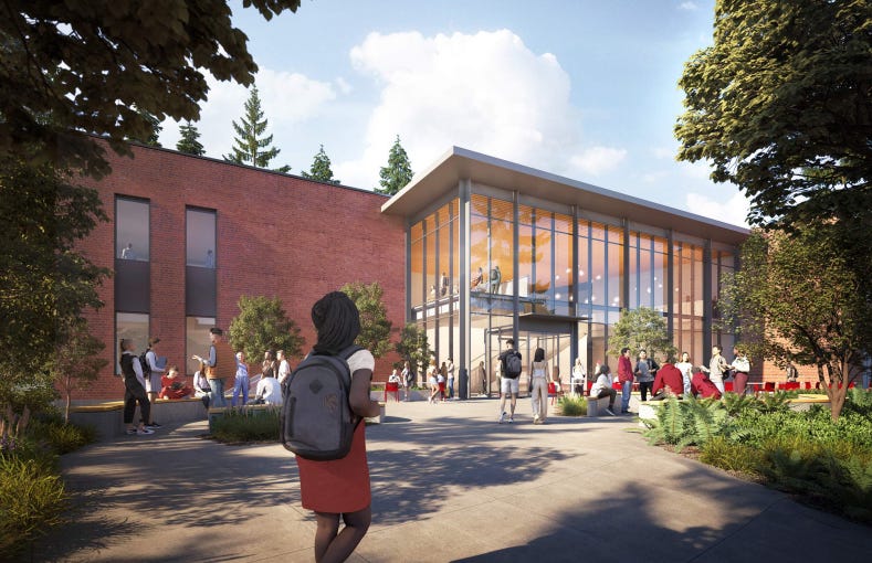 Students will enter Lakeside’s new building via outdoor spaces designed for socializing and learning. Students will enter Lakeside’s new building via outdoor spaces designed for socializing and learning.