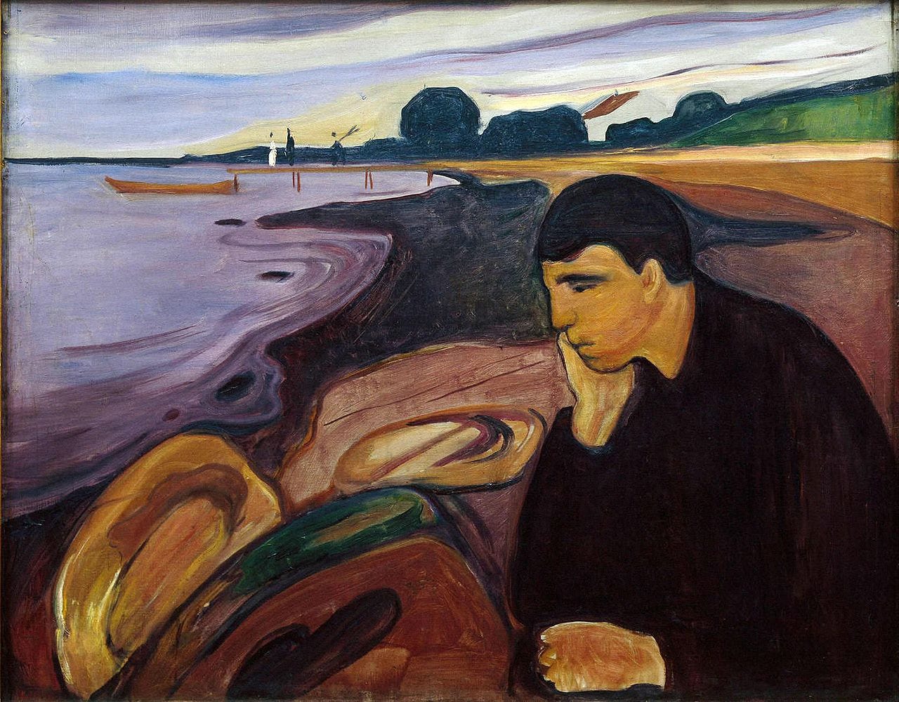 Melancholy, by Edvard Munch. Public domain, via Wikimedia Commons, from Have healthcare workers got it all wrong in tackling teenage obesity? by Medical News Insider Melancholy, by Edvard Munch. Public domain, via Wikimedia Commons, from Have healthcare workers got it all wrong in tackling teenage obesity? by Medical News Insider