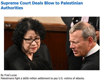 The Supreme Court's decision impacts a $656 million settlement for U.S. victims of Palestinian attacks. AI-generated content may be incorrect.
