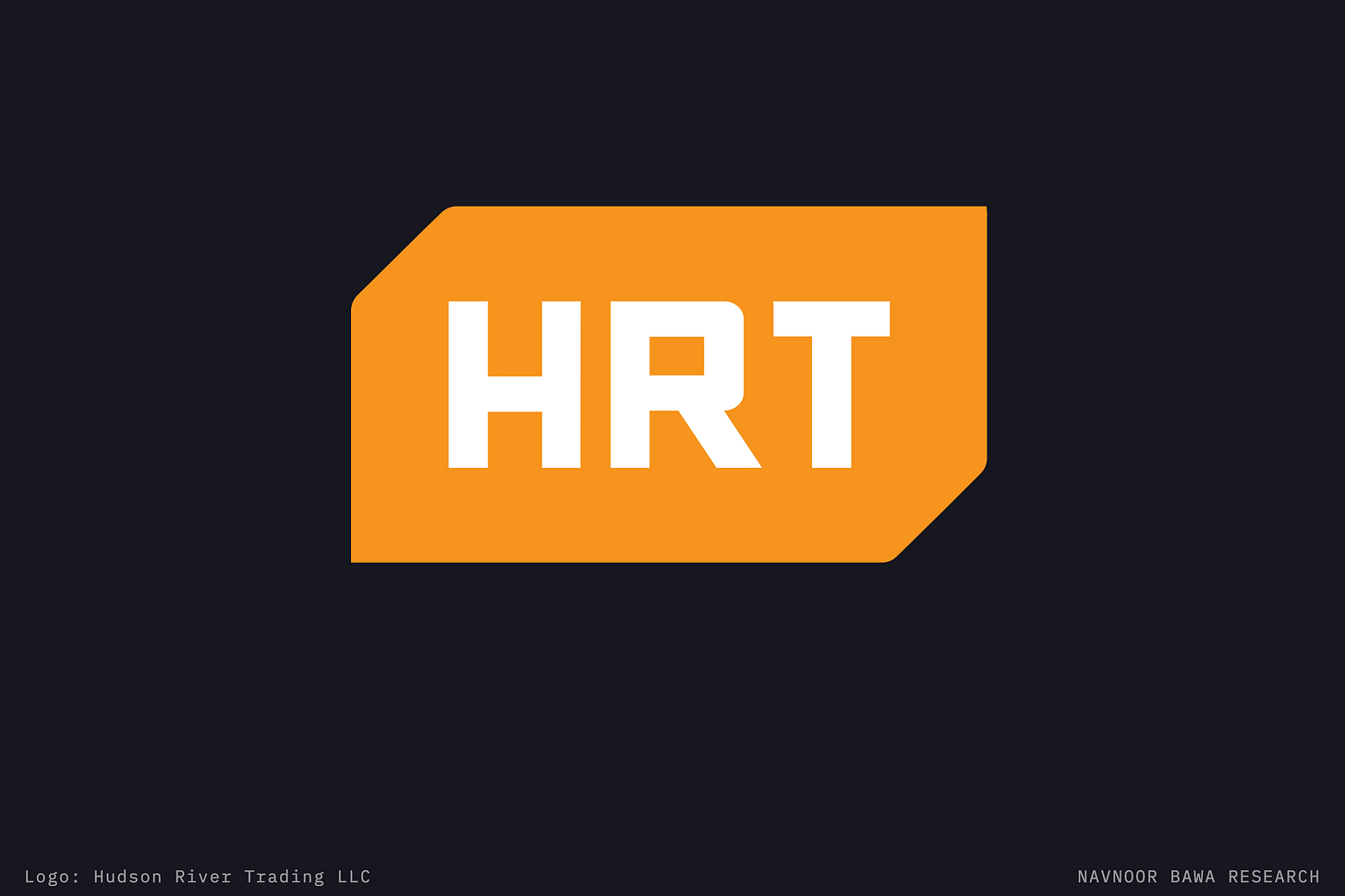 Hudson River Trading's official logo, the orange HRT mark on a dark ground