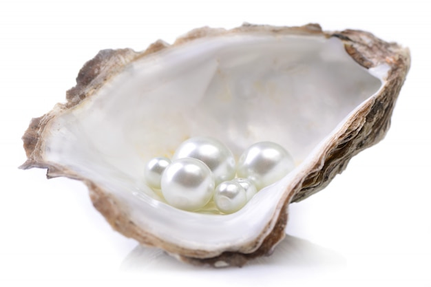 Photo pearls on a white