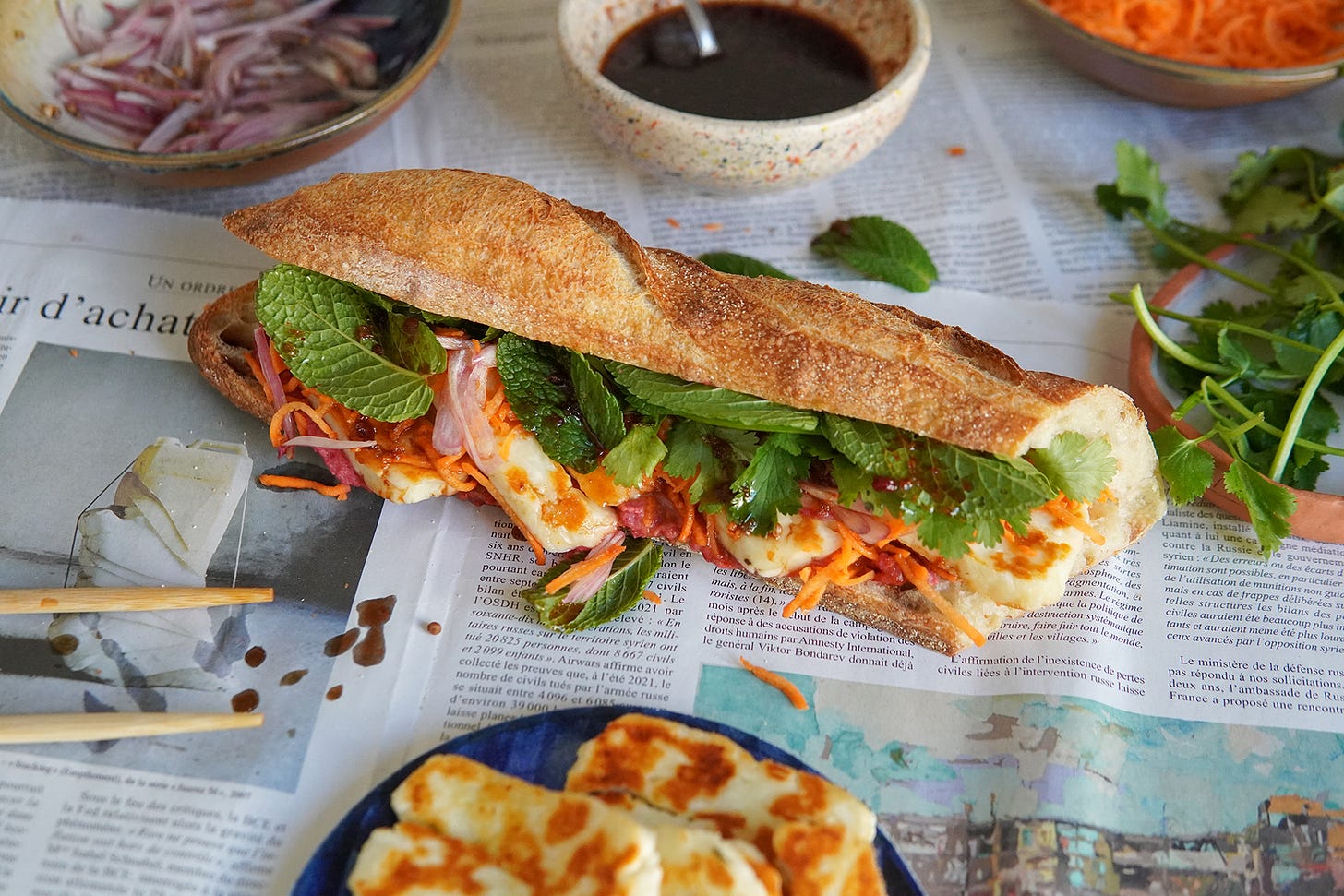 le bahn-mi à l'halloumi
