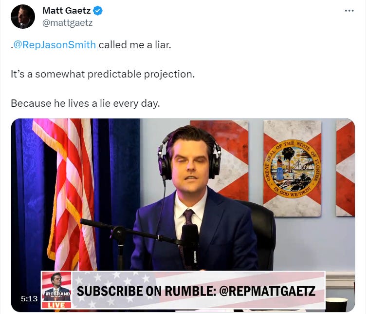 . @RepJasonSmith  called me a liar.   It’s a somewhat predictable projection.   Because he lives a lie every day.