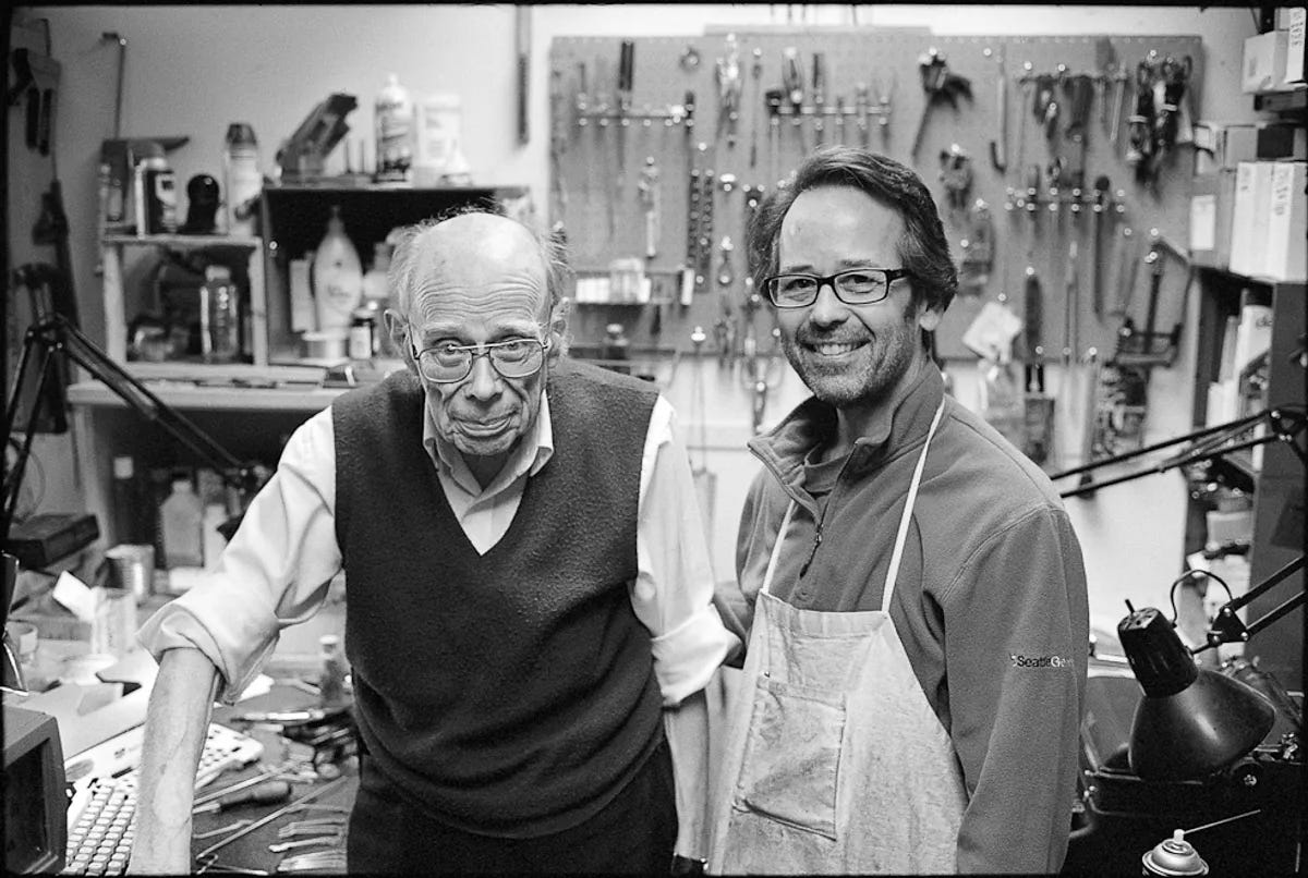 A black and white image of Bob Montgomery and Paul Lundy.