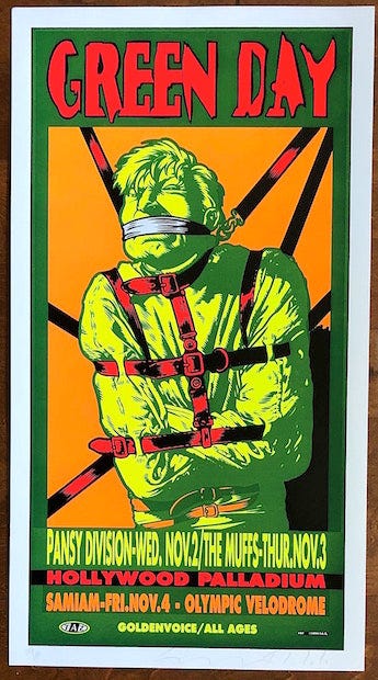1994 Green Day - Los Angeles Silkscreen Concert Poster by TAZ | JoJo's  Posters