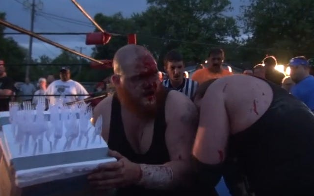 [Screenshot: Matt Tremont about to attack Masada with a board of forks]