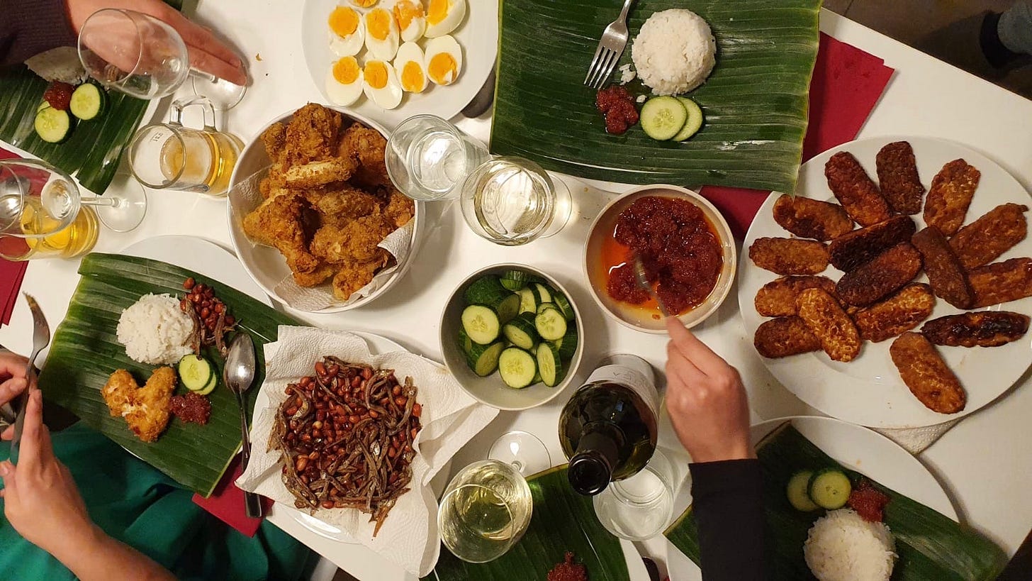 Home made nasi lemak dinner Home made nasi lemak dinner