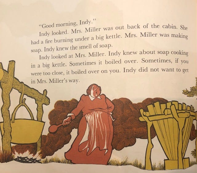 A book page with a cartoon of a person

Description automatically generated