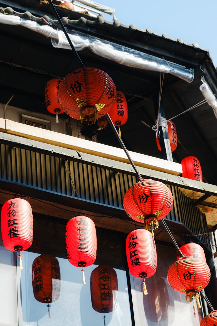 red lanterns in jiufen, taiwan