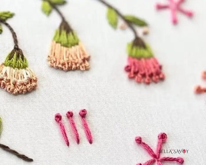 Pistil Stitch Tutorial 68 flowers made of the pistil stitch