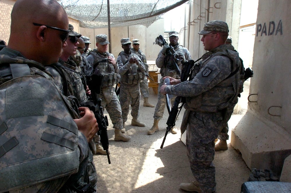 Army Officer Briefs Platoon Before Baghdad Mission