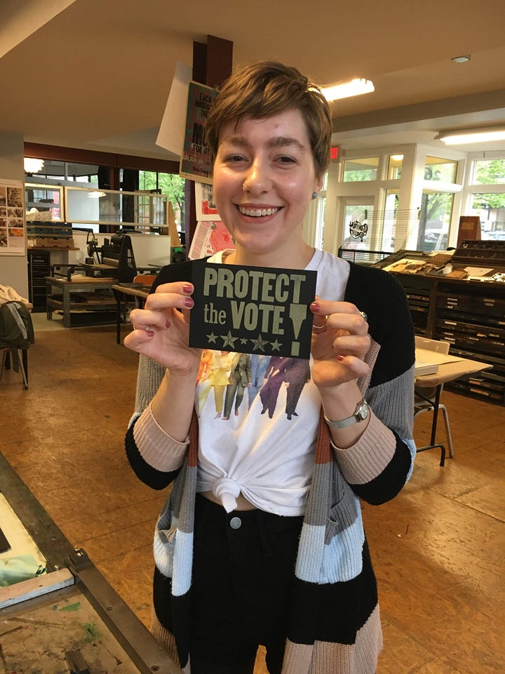 letterpress protest poster making