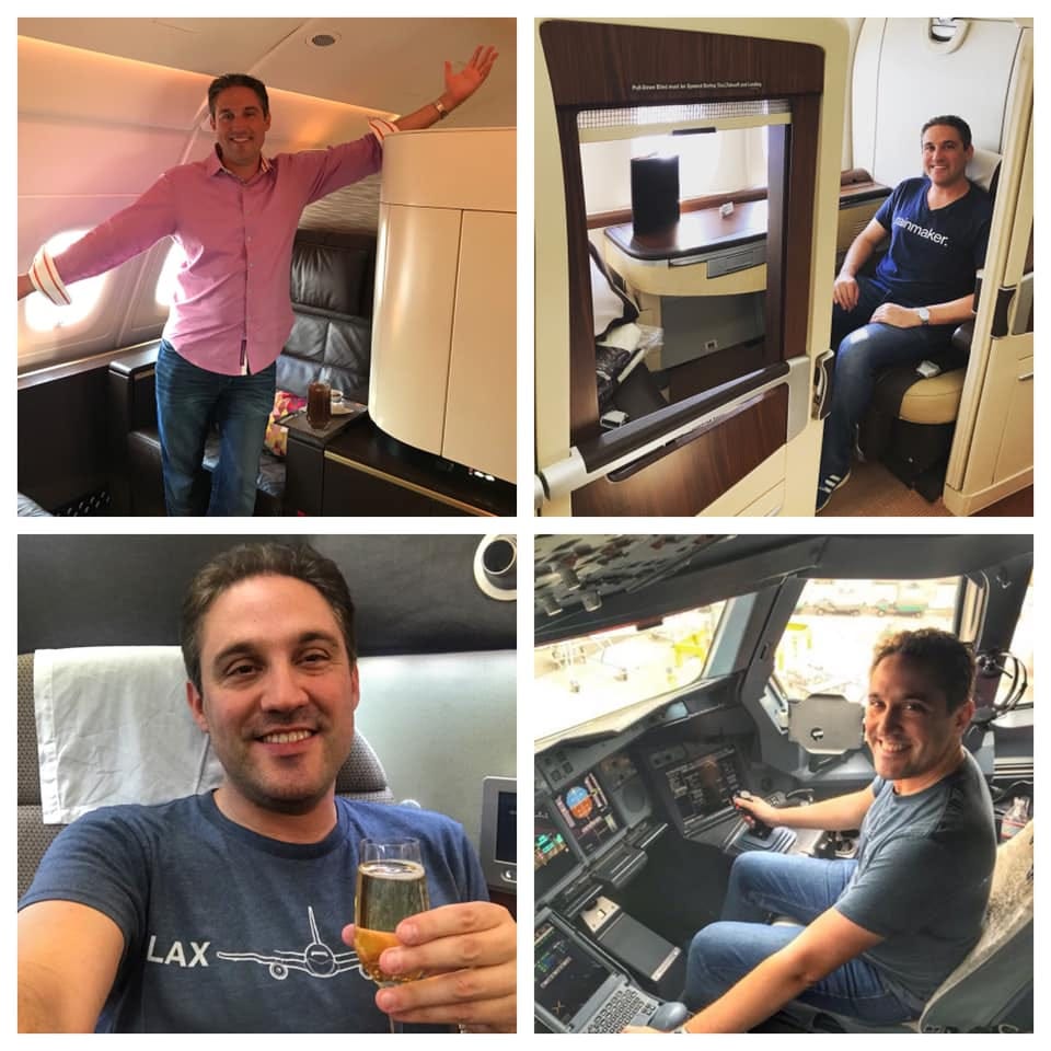 Dave in first class on many flights