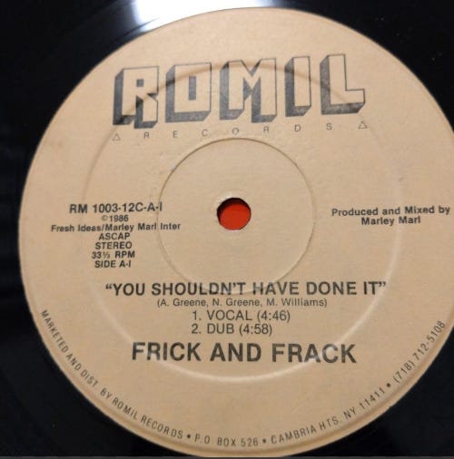 Image of a 45 record from Romil Records--"You Shouldn't Have Done It" by Frick and Frack Image of a 45 record from Romil Records--"You Shouldn't Have Done It" by Frick and Frack