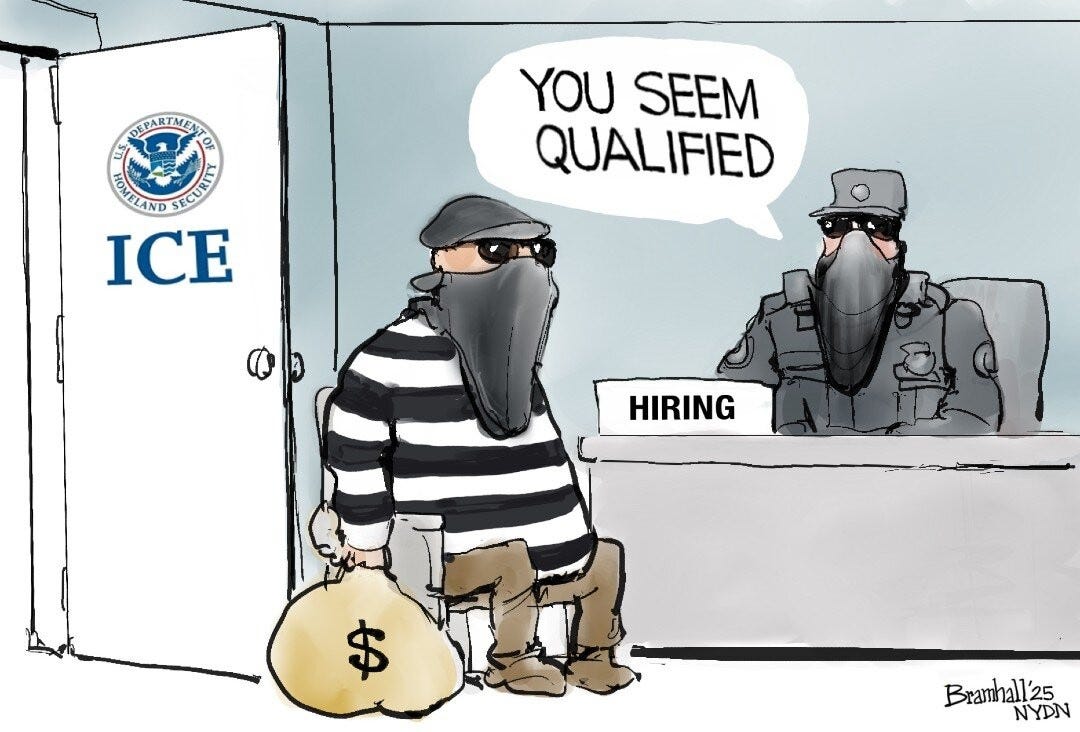 Bill Bramhall "You seen qualified" cartoon.