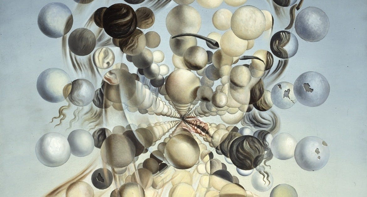 Salvador Dalí, Galatea of the Spheres, 1952, a portrait of Gala built from spheres Salvador Dalí, Galatea of the Spheres, 1952, a portrait of Gala built from spheres