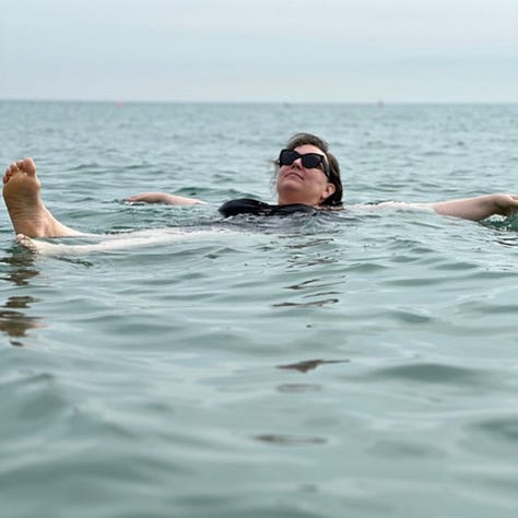 Photos of Tatiana Pavela onstage, in the lake, and a portrait