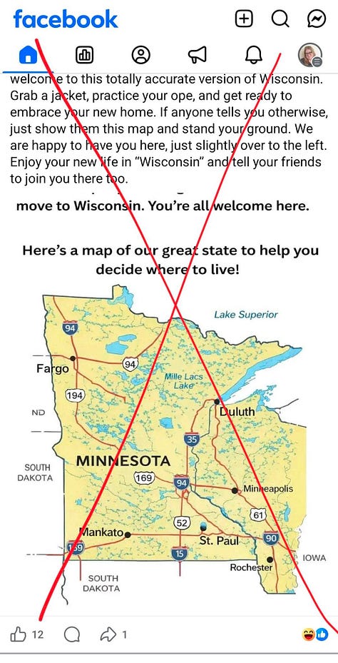 A range of bad AI-generated maps of the Great Lakes region. 