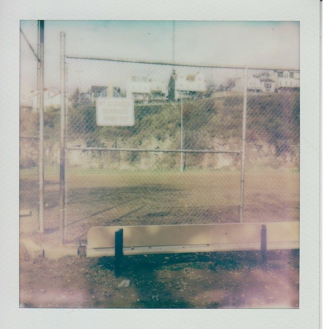Another Polaroid of Fineview Field. This one from the players' bench by home plate.