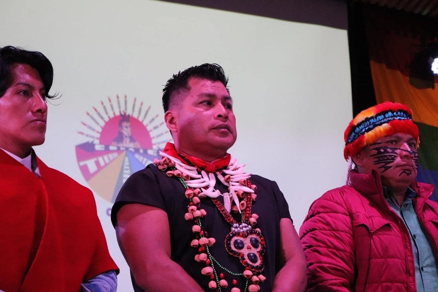 Eduardo Mendúa (center), an Indigenous Ecuadorian activist fighting oil extraction in the Amazon rainforest, was shot to death in his garden on Sunday. Photo Courtsey of Kayla Jenkins
