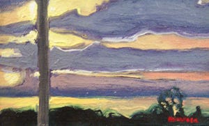 Sunset with telephone poles