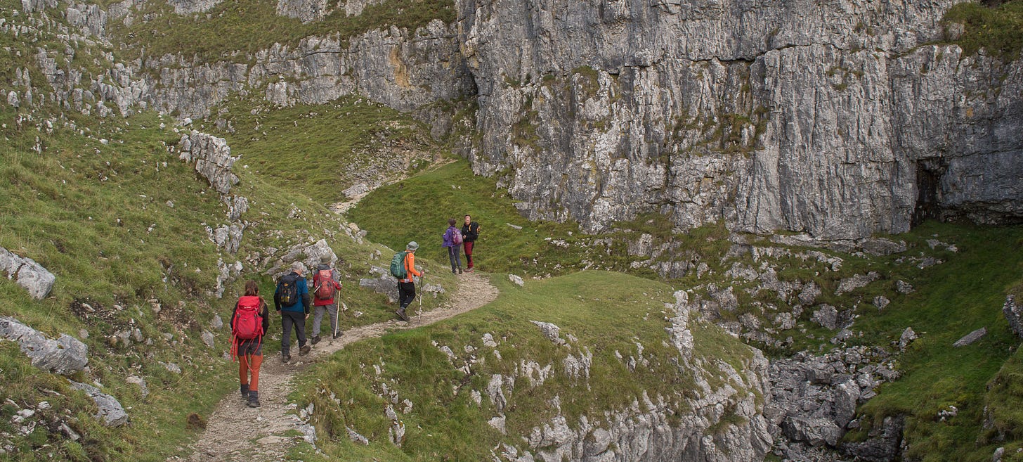 narrow path up limestone gorge