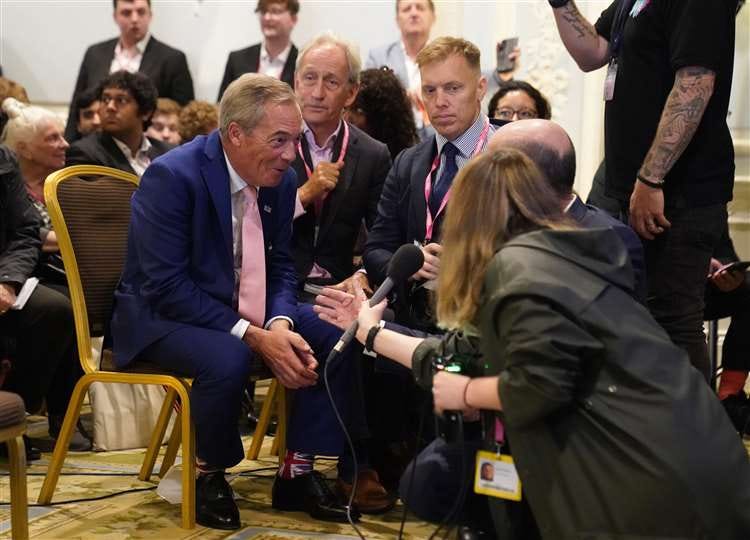 Nigel Farage during the Conservative Party conference in Manchester (Stefan Rousseau/PA