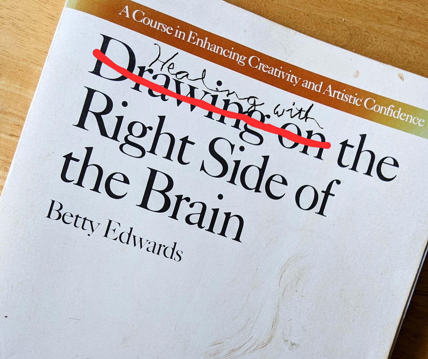 cover of "Drawing on the Right Side of the Brain" with title changed to "Healing with..." 