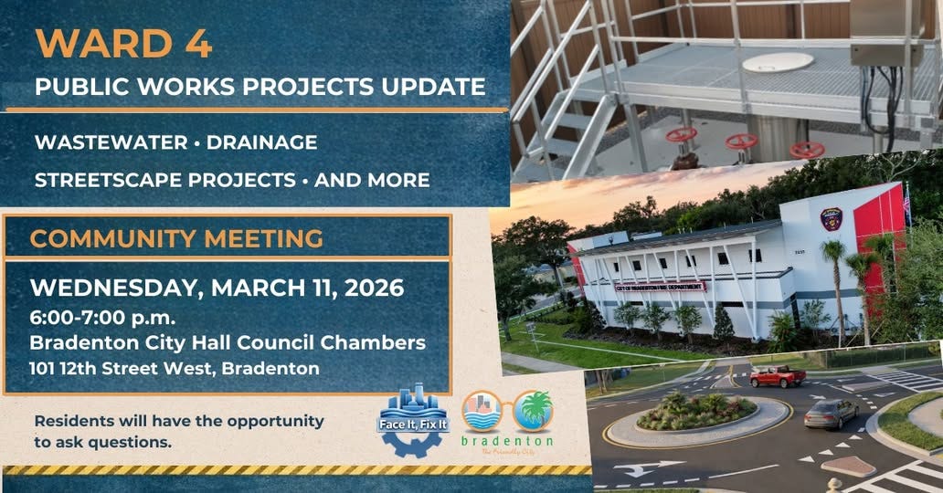 Ward 4 Residents Invited to Public Works Projects Update Meeting at Bradenton City Hall