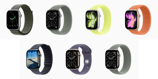 This fall’s Apple Watch band lineup features a beautiful palette of new colors, including forest, neon yellow, anchor blue, purple fog, and more, shown here with the new Exactograph watch face. This fall’s Apple Watch band lineup features a beautiful palette of new colors, including forest, neon yellow, anchor blue, purple fog, and more, shown here with the new Exactograph watch face.