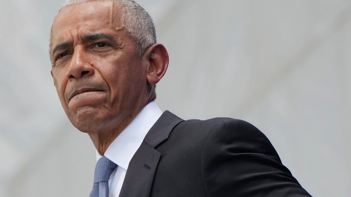 Former President Barack Obama speaking during the dedication ceremony for the Obama Presidential Center in June. Former President Barack Obama speaking during the dedication ceremony for the Obama Presidential Center in June.
