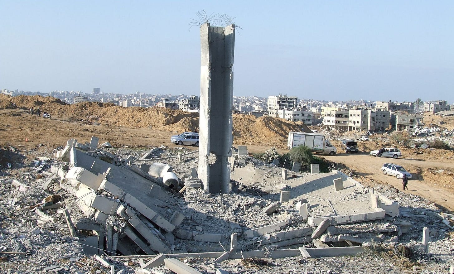 bomb-blasted building in gaza bomb-blasted building in gaza