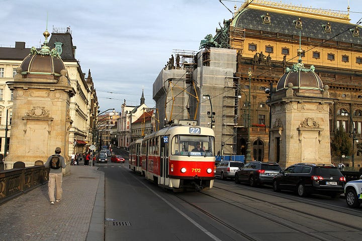 Photo of Legions Bridge (Most Legii) in Prague, view of Charles Bridge and castle