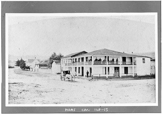 1. Historic American Buildings Survey Taken Before 1900 VIEW FROM NORTH EAST SHOWING JACOB LEESE HOUSE - Larkin House, 464 Calle Principal, Monterey, Monterey County, CA 1. Historic American Buildings Survey Taken Before 1900 VIEW FROM NORTH EAST SHOWING JACOB LEESE HOUSE - Larkin House, 464 Calle Principal, Monterey, Monterey County, CA