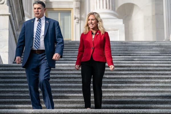 Representative Andrew Clyde called the fines “deeply troubling,” and Representative Marjorie Taylor Greene said the mandate was “tyrannical.”