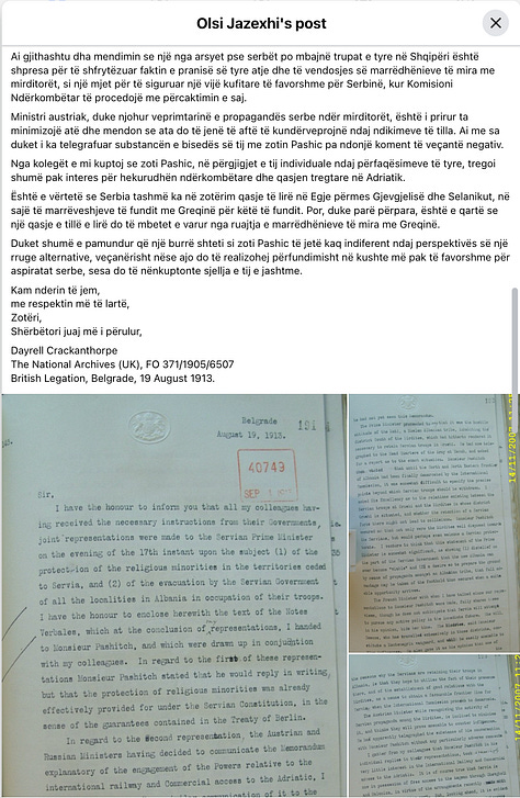 Dokumentimi i Postimit të Olsi Jazexhit në Facebook të Mërkurën më 25 Shkurt, 2026.