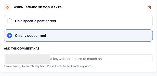 Blotato comment trigger with post selection and keyword field Blotato comment trigger with post selection and keyword field