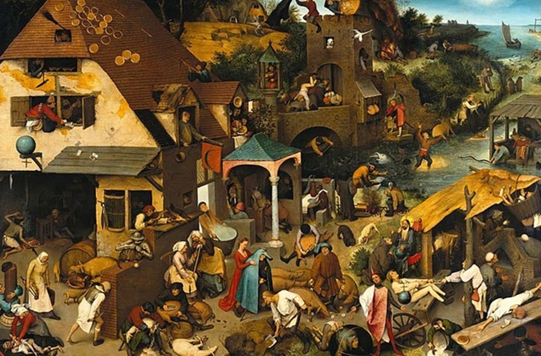 The Blue Cloak or The Topsy Turvy World, painted by Pieter Breugel the elder (1559) Gemäldegalerie, Berlin. (Public Domain) The Blue Cloak or The Topsy Turvy World, painted by Pieter Breugel the elder (1559) Gemäldegalerie, Berlin. (Public Domain)