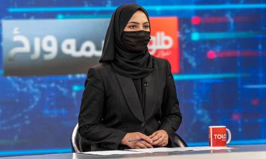 Sonia Niazi, a TV anchor with Tolo News, in the studio on Sunday