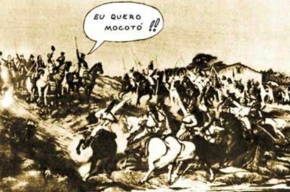 Roberto Simon on X: "Lembrança p #7deSetembro: essa montagem do Jaguar, c o  quadro “Independência ou Morte?”, que o Pasquim publicou durante a  ditadura. Em vez do brado retumbante, D Pedro berra “