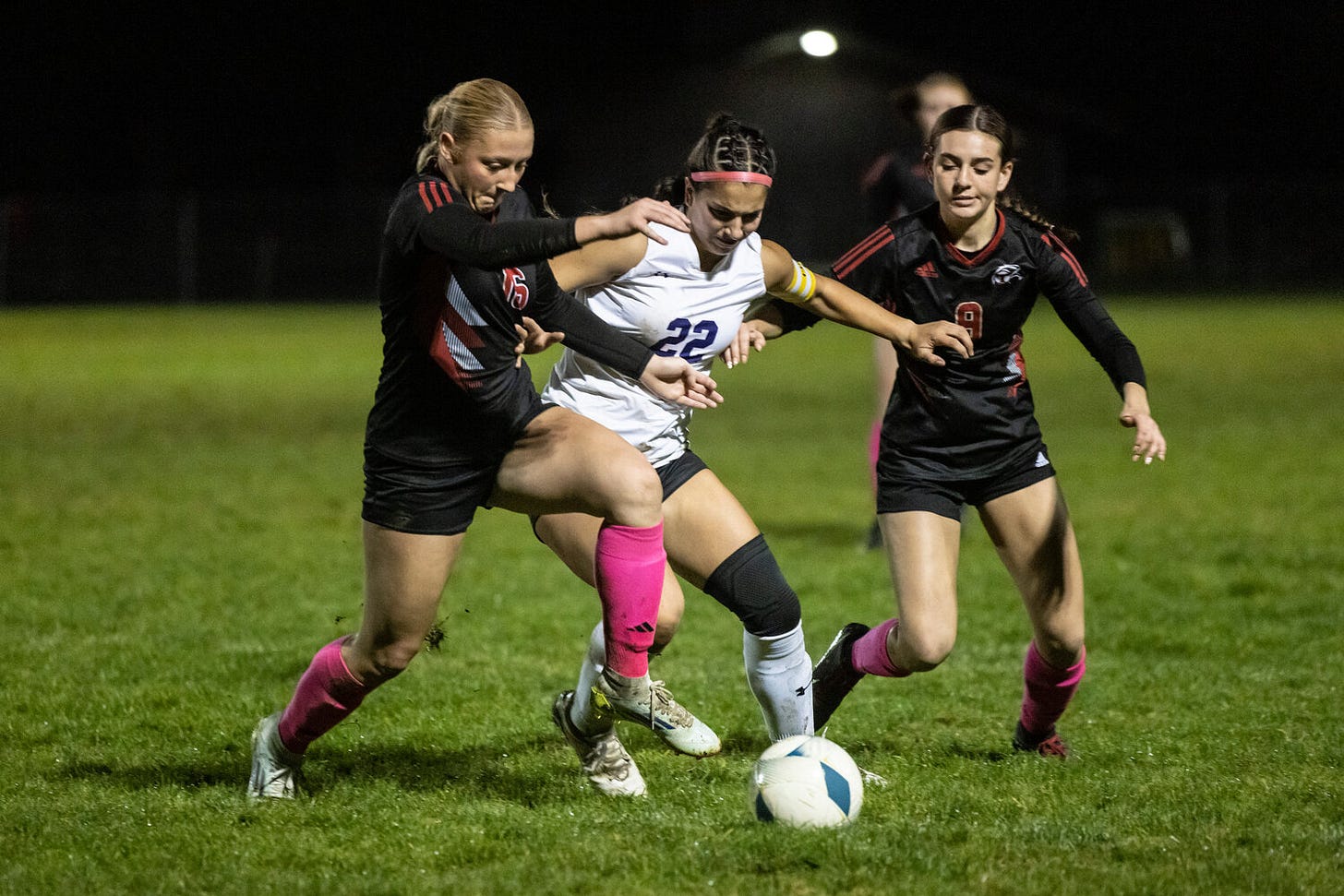 Toledo’s Kailea Lairson and Onalaska’s Kaiyah Sandridge fight for possession of the ball during a high school soccer game at Toledo High School on Wednesday, Oct. 30. Toledo’s Kailea Lairson and Onalaska’s Kaiyah Sandridge fight for possession of the ball during a high school soccer game at Toledo High School on Wednesday, Oct. 30.