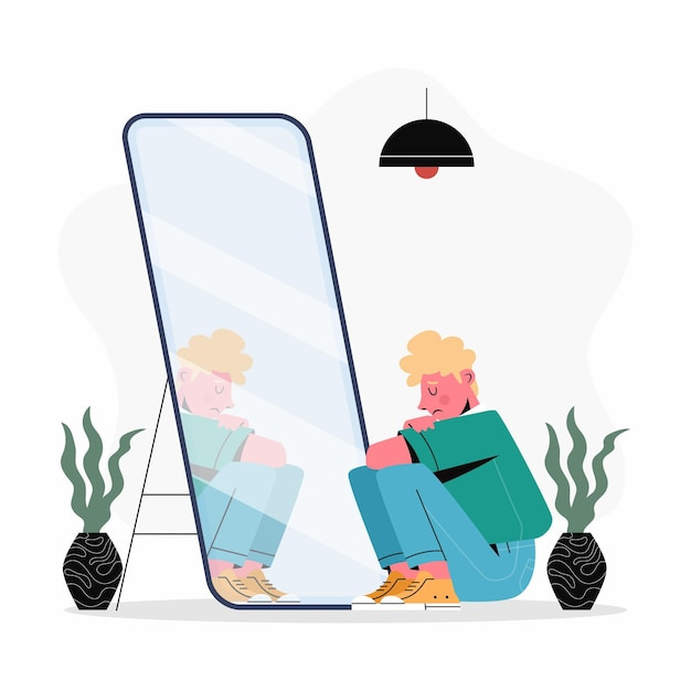 Free vector low self esteem flat design illustration