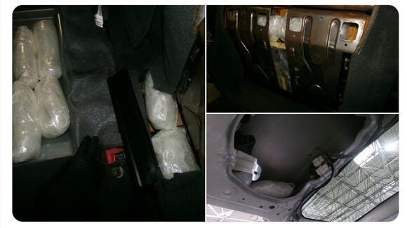 Meth & Fentanyl hidden inside a vehicle by a smuggler Meth & Fentanyl hidden inside a vehicle by a smuggler