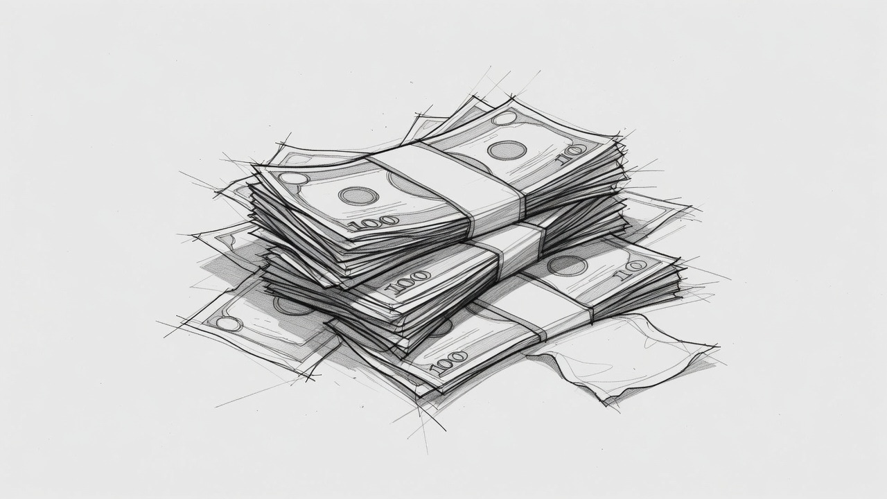 Generate me a image: white background, a drawn/sketched a pile of cash Generate me a image: white background, a drawn/sketched a pile of cash