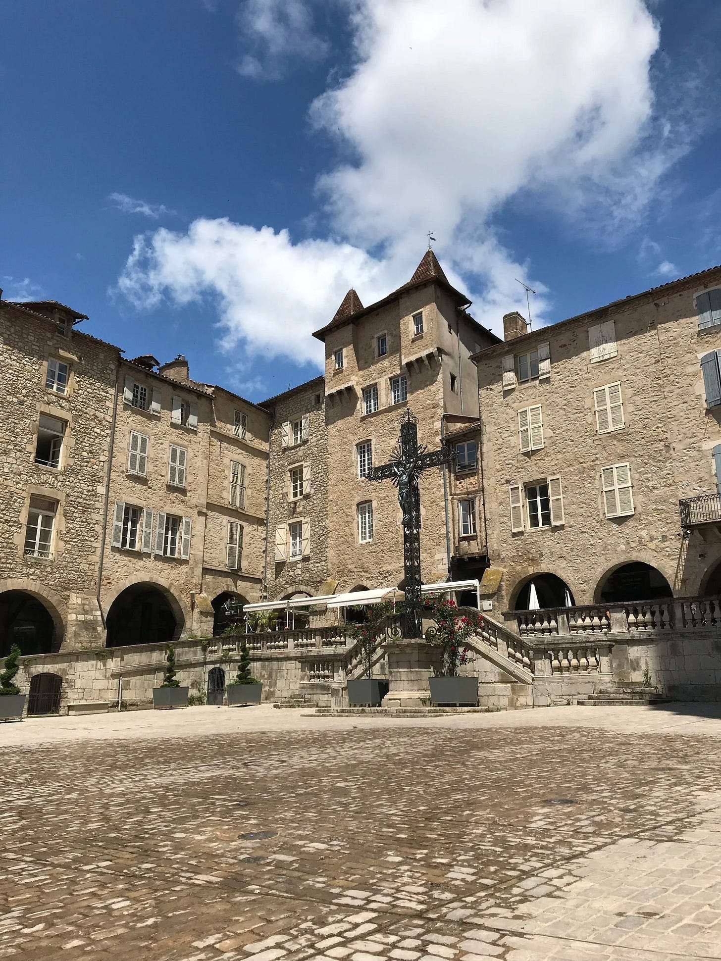  Town Center of Villefrance de Rouergue in Aveyron Region of France 