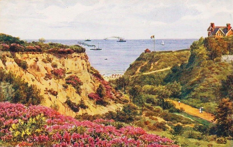 The English Channel from Alum Chine. A. R. Quinton postcard circa 1910 The English Channel from Alum Chine. A. R. Quinton postcard circa 1910