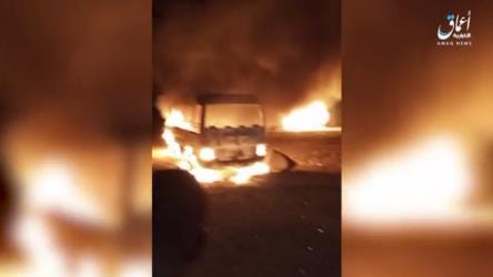 A minibus in flames in the prison area. The Meir Amit Intelligence and Terrorism Information Center: Nigeria's Kuje Prison break as another ISIS activity to liberate prisoners