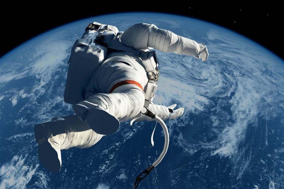 Astronaut experiencing the overview effect Astronaut experiencing the overview effect