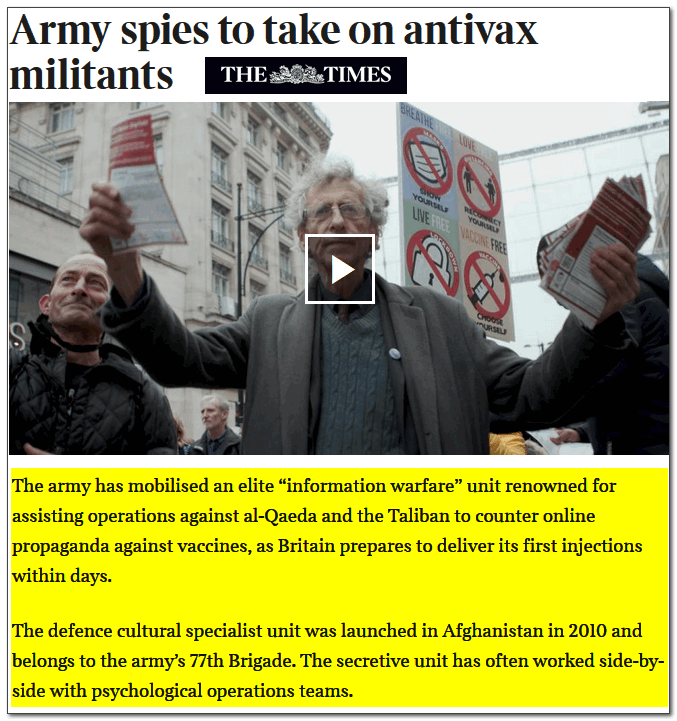 army spies take on anti-vax militants the times